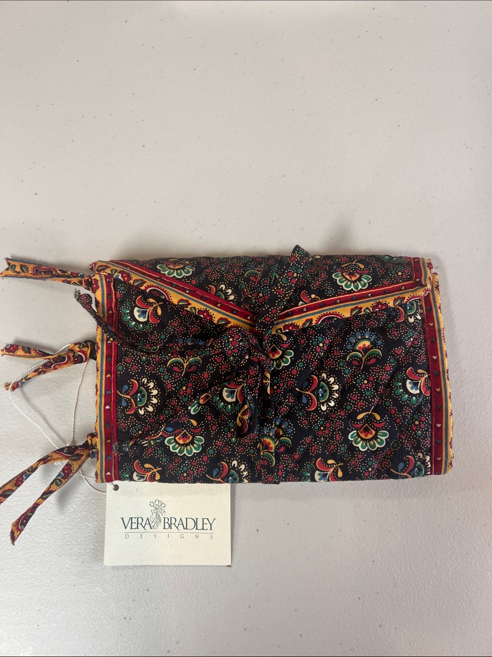 Vera Bradley Collette Black Jewelry Cosmetic Roll Case Bag NWT